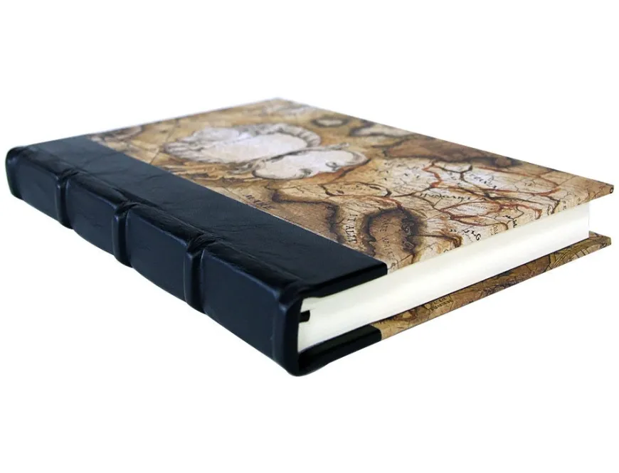 Bomo Art Large Half Leather Bound Journal - Sailing Map