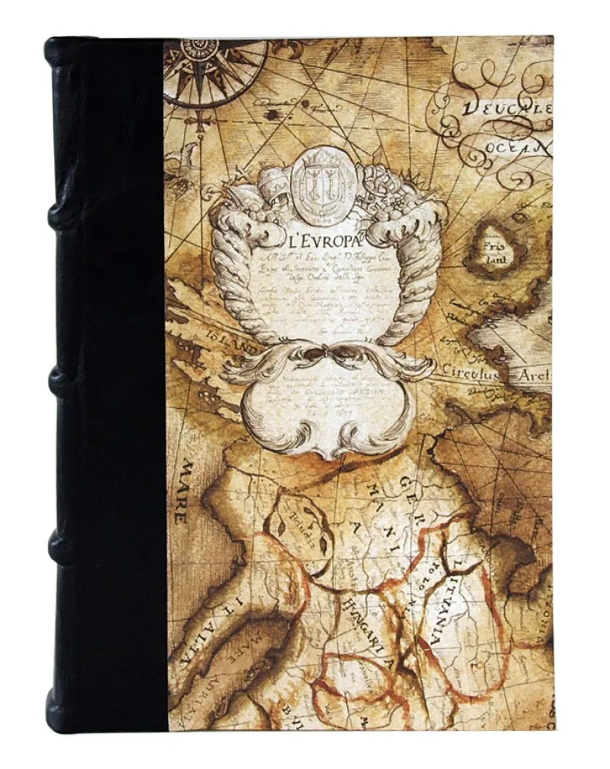 Bomo Art Large Half Leather Bound Journal - Sailing Map