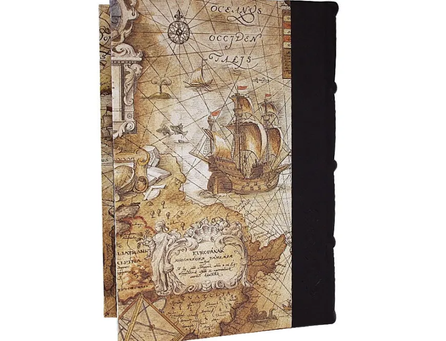 Bomo Art Large Half Leather Bound Journal - Sailing Map