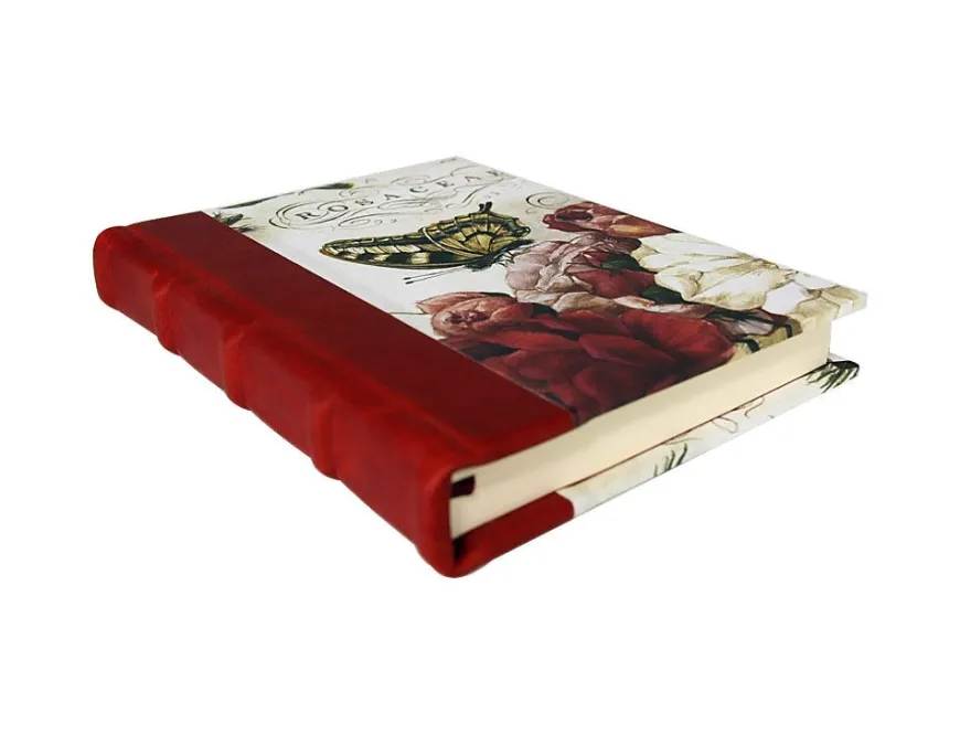 Bomo Art Medium Half Leather Bound Journal - Roses