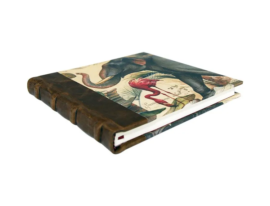 Bomo Art Square Half Leather Bound Journal - Wild Animals