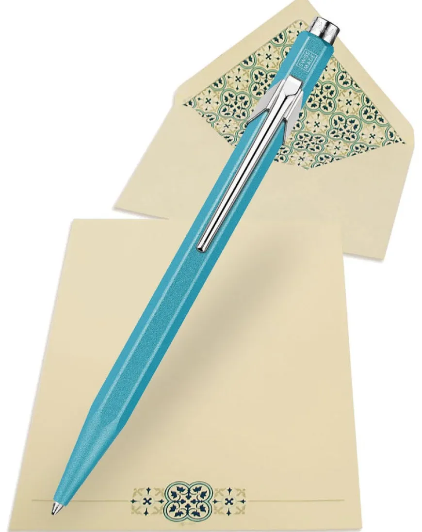 Caran d’Ache 849 Colormat-X Turquoise Ballpoint Pen & Kartos C5 Writing Set