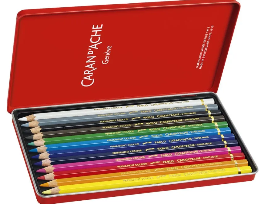 Caran d’Ache Pablo 12 Permanent Assorted Colour Pencil Tin