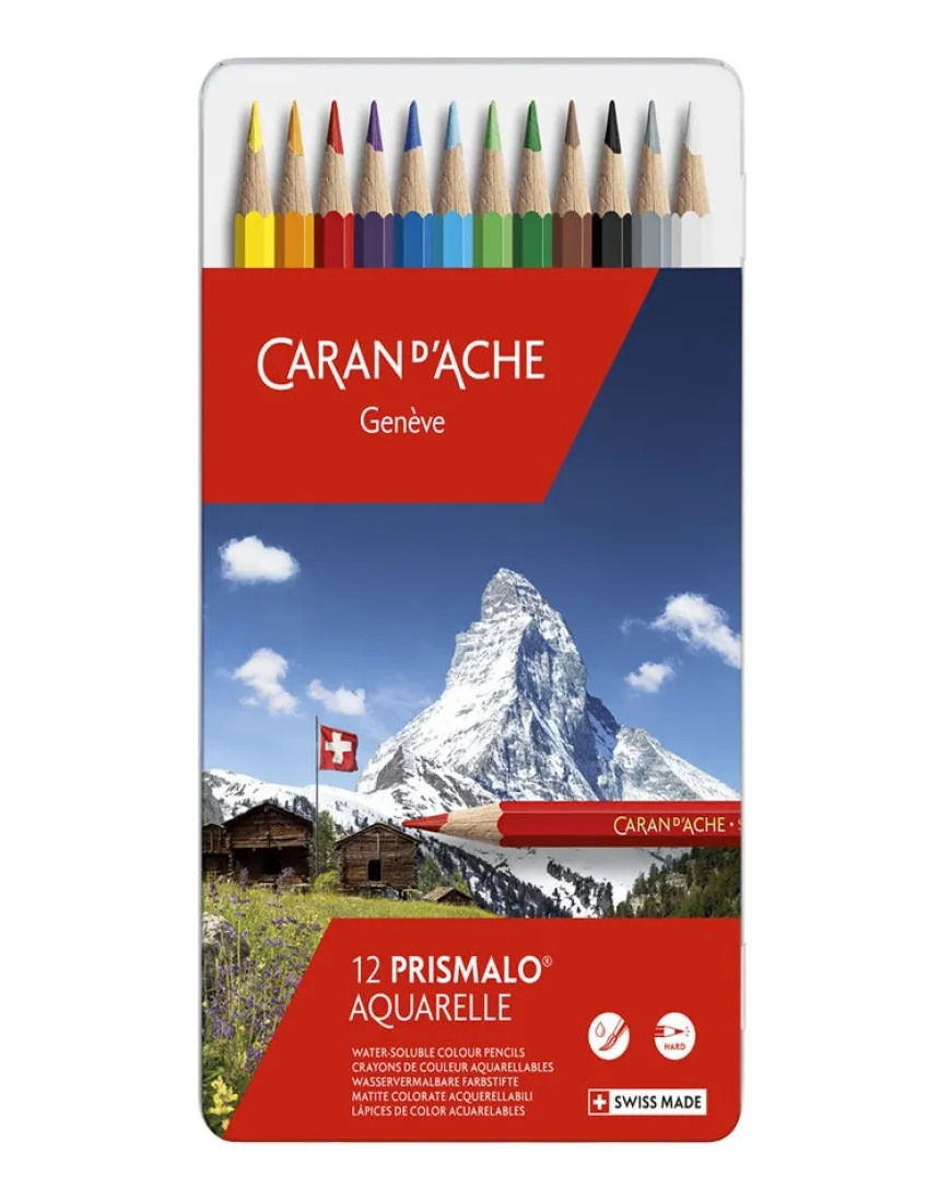 Caran d’Ache Prismalo Aquarelle 12 Water-soluble Assorted Colour Pencil Tin