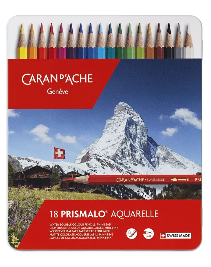Caran d’Ache Prismalo Aquarelle 18 Water-soluble Assorted Colour Pencil Tin