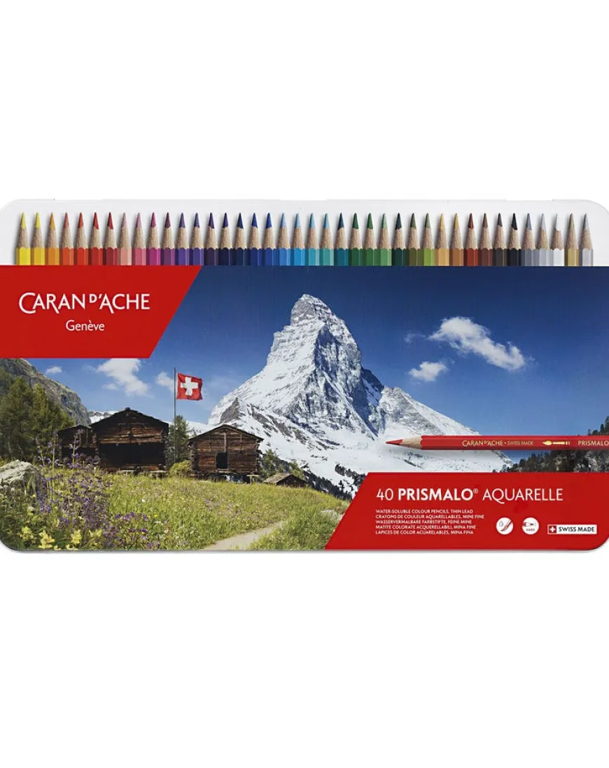 Caran d’Ache Prismalo Aquarelle 40 Water-soluble Assorted Colour Pencil Tin