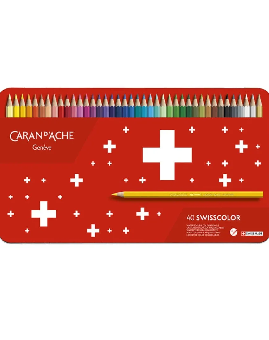 Caran d’Ache Swisscolor 40 Water-soluble Assorted Colour Pencil Tin