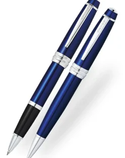Cross Bailey Blue Lacquer Ballpoint & Rollerball Pen Set