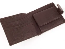 Dents Beauley Grained Leather Billfold Coin Pocket Wallet - Chocolate