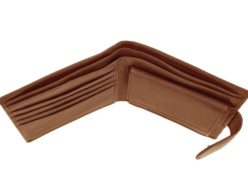 Dents Beauley Grained Leather Billfold Coin Pocket Wallet - Cognac