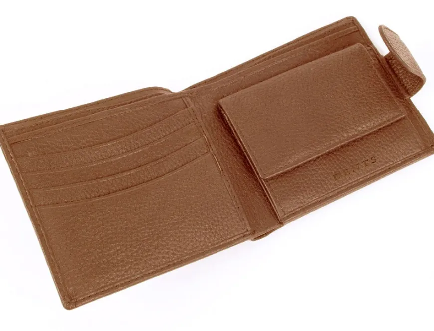 Dents Beauley Grained Leather Billfold Coin Pocket Wallet - Cognac