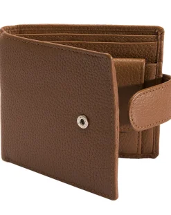 Dents Beauley Grained Leather Billfold Coin Pocket Wallet - Cognac