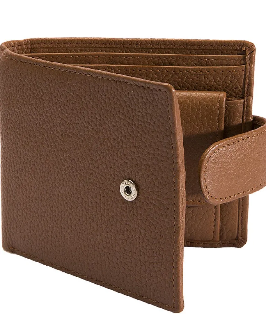Dents Beauley Grained Leather Billfold Coin Pocket Wallet - Cognac