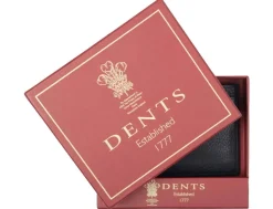 Dents Cherwell Pebble Grain Leather Card Holder with RFID Blocking - Black & Bordeaux