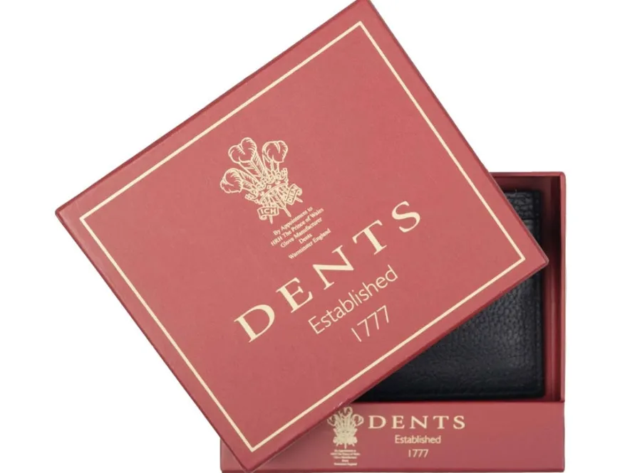 Dents Cherwell Pebble Grain Leather Card Holder with RFID Blocking - Black & Bordeaux