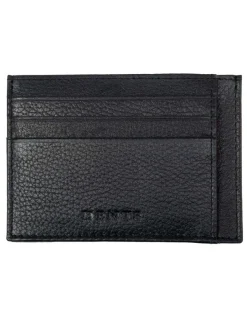 Dents Cherwell Pebble Grain Leather Card Holder with RFID Blocking - Black & Bordeaux