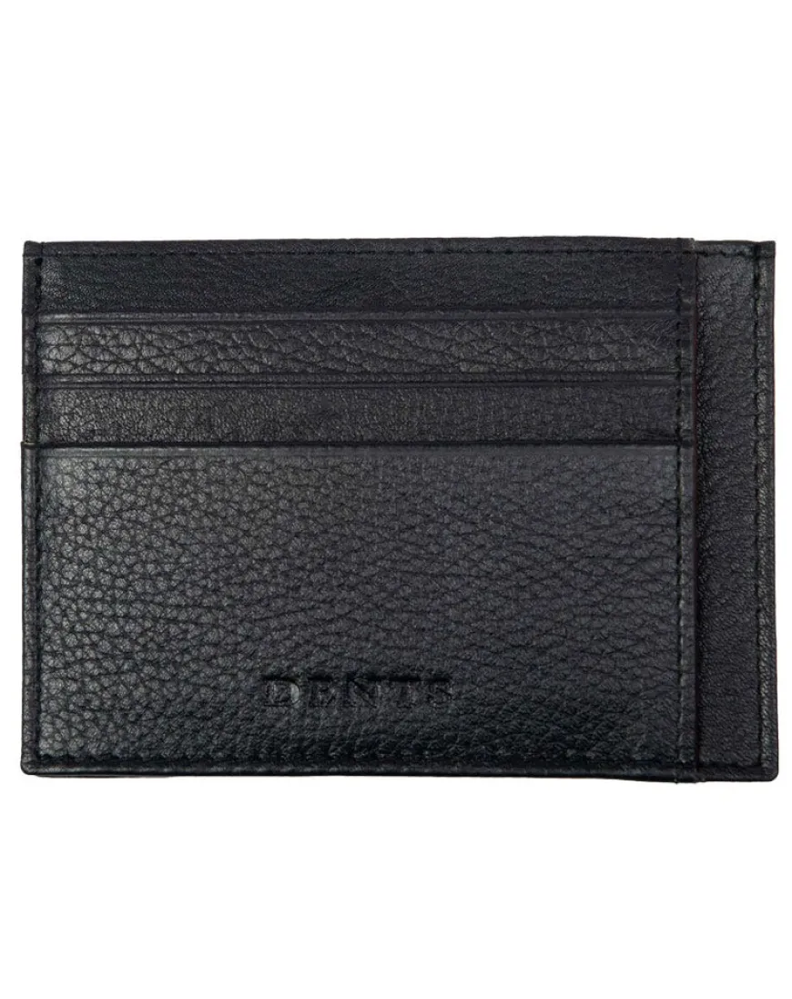 Dents Cherwell Pebble Grain Leather Card Holder with RFID Blocking - Black & Bordeaux
