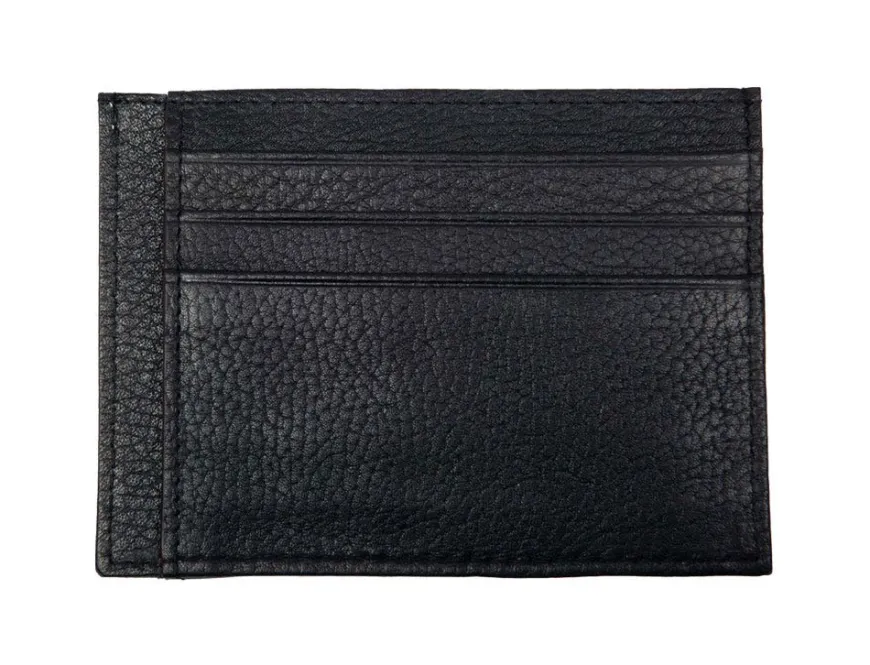 Dents Cherwell Pebble Grain Leather Card Holder with RFID Blocking - Black & Bordeaux