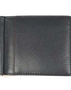 Dents Cherwell Pebble Grain Leather Bifold Wallet & Money Clip with RFID Blocking - Black & Bordeaux