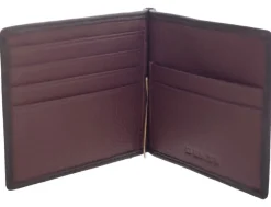 Dents Cherwell Pebble Grain Leather Bifold Wallet & Money Clip with RFID Blocking - Black & Bordeaux