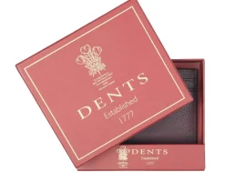 Dents Cherwell Pebble Grain Leather Card Holder with RFID Blocking - Bordeaux & Tan