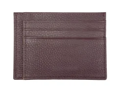 Dents Cherwell Pebble Grain Leather Card Holder with RFID Blocking - Bordeaux & Tan