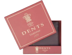 Dents Cherwell Pebble Grain Leather Bifold Wallet & Money Clip with RFID Blocking - Bordeaux & Tan