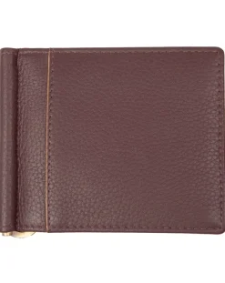 Dents Cherwell Pebble Grain Leather Bifold Wallet & Money Clip with RFID Blocking - Bordeaux & Tan
