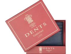 Dents Cherwell Pebble Grain Leather Card Holder with RFID Blocking - Navy & Cognac