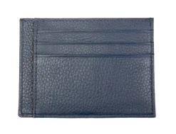 Dents Cherwell Pebble Grain Leather Card Holder with RFID Blocking - Navy & Cognac