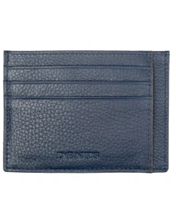 Dents Cherwell Pebble Grain Leather Card Holder with RFID Blocking - Navy & Cognac