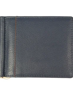 Dents Cherwell Pebble Grain Leather Bifold Wallet & Money Clip with RFID Blocking - Navy & Cognac