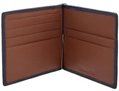 Dents Cherwell Pebble Grain Leather Bifold Wallet & Money Clip with RFID Blocking - Navy & Cognac