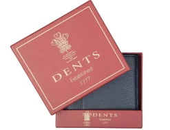 Dents Cherwell Pebble Grain Leather Bifold Wallet & Money Clip with RFID Blocking - Navy & Cognac