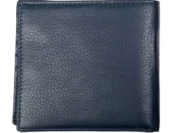 Dents Cherwell Slim Pebble Grain Leather Bifold Wallet with RFID Protection - Navy & Cognac