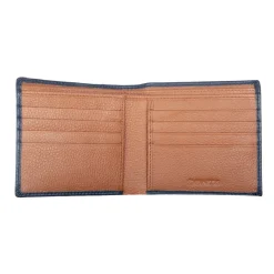 Dents Cherwell Slim Pebble Grain Leather Bifold Wallet with RFID Protection - Navy & Cognac