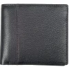 Dents Cherwell Slim Pebble Grain Leather Bifold Wallet with RFID Protection - Black & Bordeaux