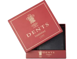 Dents Cherwell Slim Pebble Grain Leather Bifold Wallet with RFID Protection - Black & Bordeaux