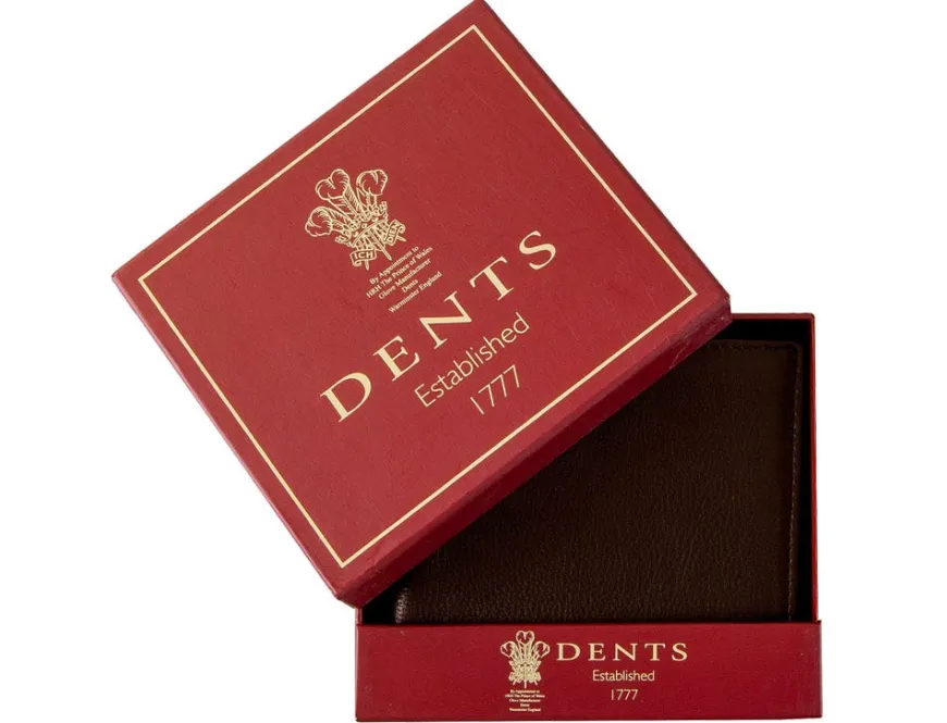 Dents Severn Pebble Grain Leather Bifold Wallet with RFID Protection – Dark Tan & Black