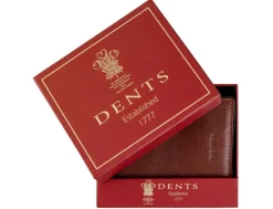 Dents Severn Pebble Grain Leather Card Holder with RFID Protection – Dark Tan & Black
