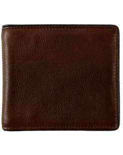 Dents Severn Pebble Grain Leather Coin Bifold Wallet with RFID Protection – Dark Tan & Black
