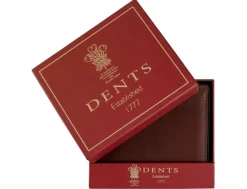 Dents Severn Pebble Grain Leather Coin Bifold Wallet with RFID Protection – Dark Tan & Black