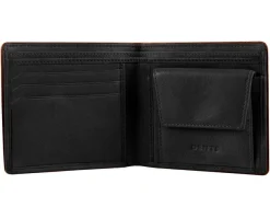 Dents Severn Pebble Grain Leather Coin Bifold Wallet with RFID Protection – Dark Tan & Black