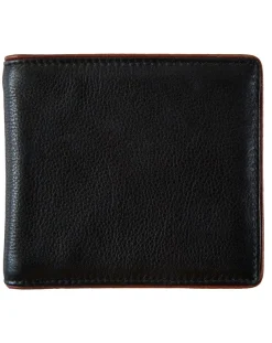 Dents Severn Pebble Grain Leather Bifold Wallet with RFID Protection – Black & Dark Tan