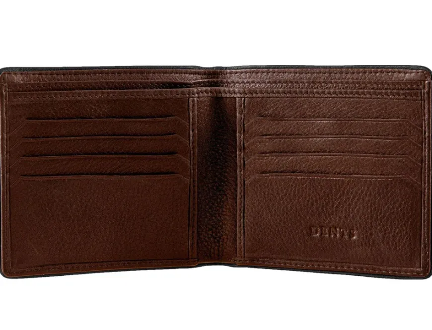 Dents Severn Pebble Grain Leather Bifold Wallet with RFID Protection – Black & Dark Tan