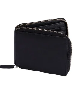 Dents Smooth Nappa Leather Zip-Round Wallet with RFID Protection - Black