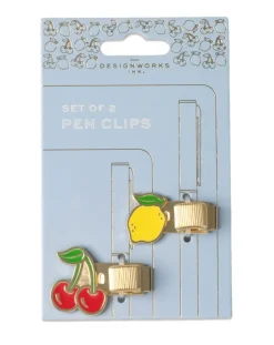 DesignWorks Ink Set of 2 Pen Clips - Lemon & Cherry