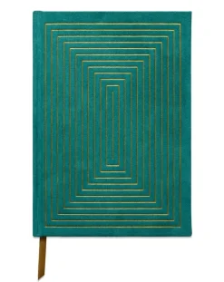 DesignWorks Ink Suedette Linear Boxes Green Hardcover Journal