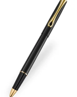 Diplomat Traveller Black Gold Trim Rollerball Pen