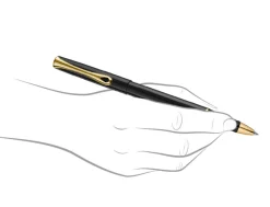 Diplomat Traveller Black Gold Trim Rollerball Pen